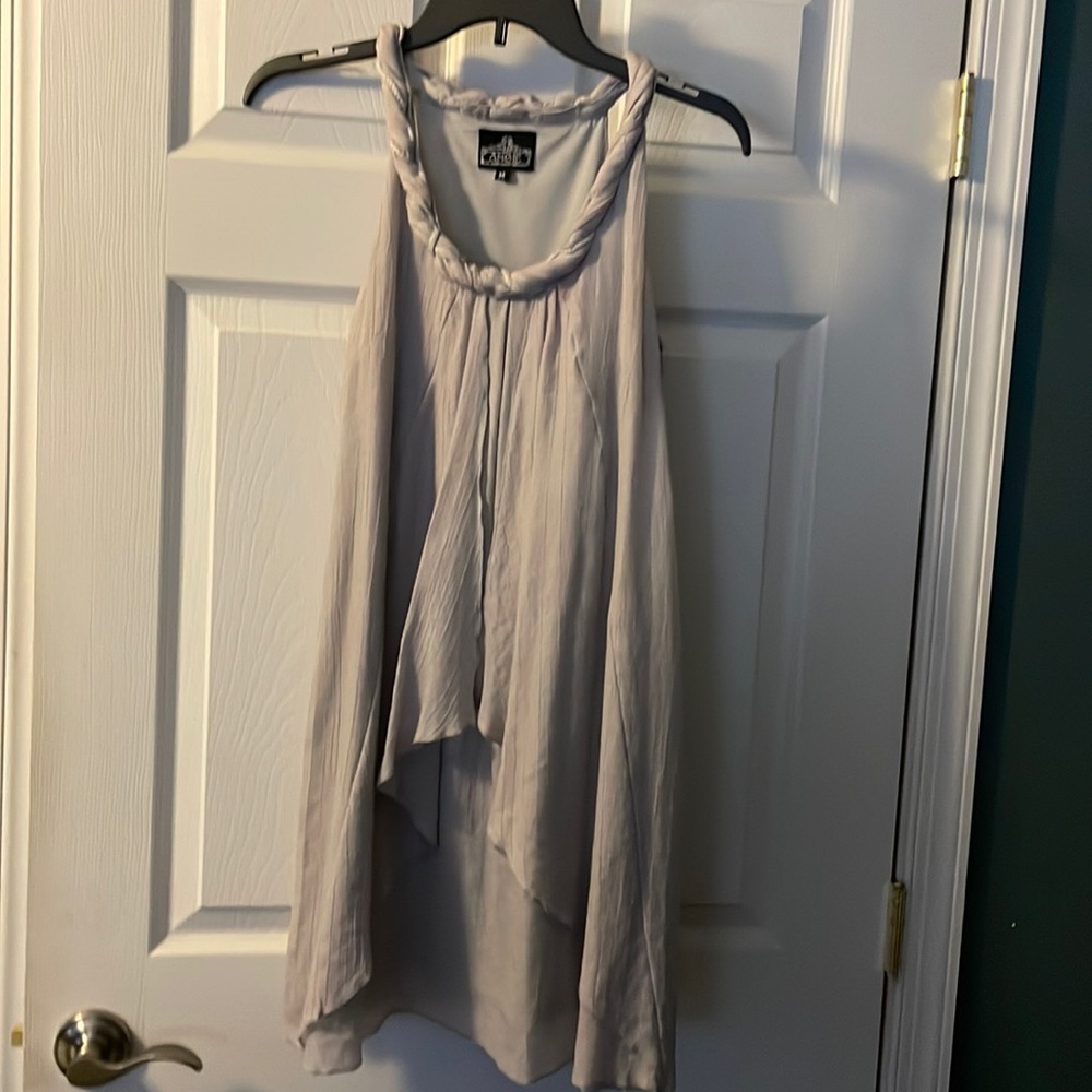 Gray Flowy Halter Dress